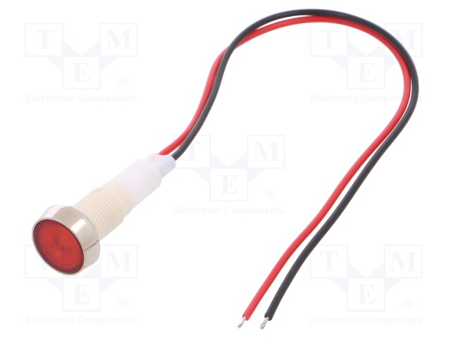 Indicator: LED; flat; 24VDC; 24VAC; Cutout: Ø10mm; 200mm leads