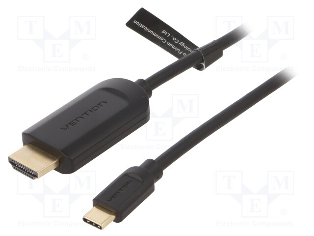 Adapter; HDMI 1.4; HDMI plug,USB C plug; gold-plated; 1.5m; PVC