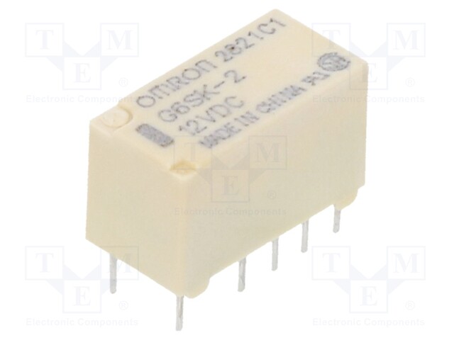 Relay: electromagnetic; DPDT; Ucoil: 12VDC; 0.5A/125VAC; 2A/30VDC