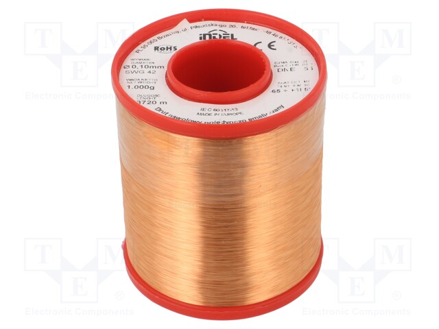 Coil wire; single coated enamelled; 0.1mm; 1kg; -65÷155°C