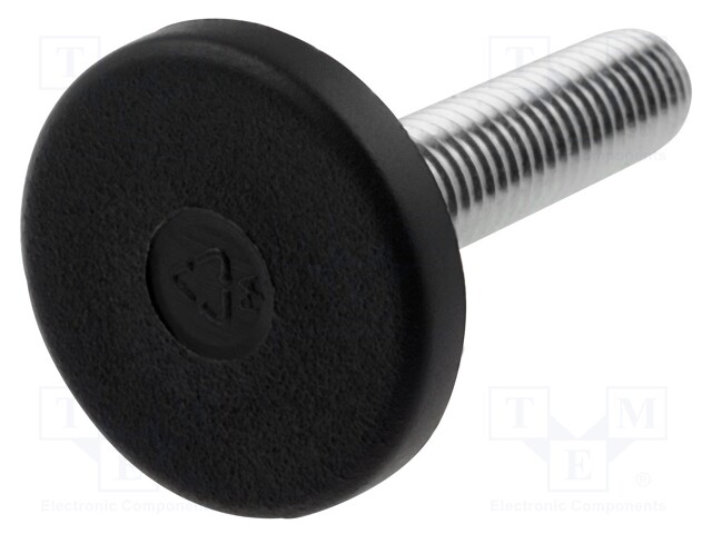 Foot of pin; rigid; Base dia: 30mm; M8; polyamide; H: 12mm; 2500N