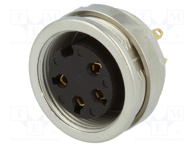 Connector: M16; female; IP68; socket; soldering; 250V; PIN: 4; 5A