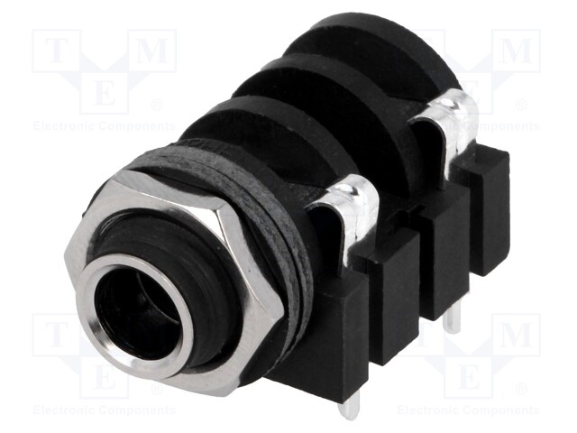 Socket; Jack 6,35mm; female; mono; with on/off switch; angled 90°