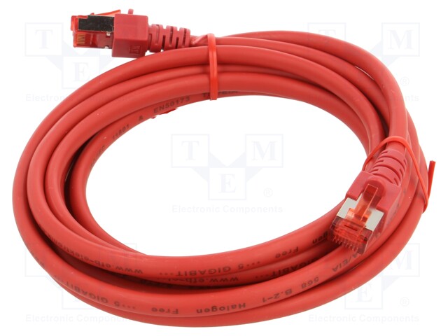 Patch cord; S/FTP; 6; stranded; Cu; LSZH; red; 3m; 27AWG