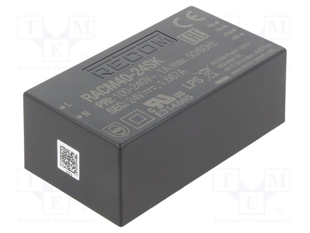 Power supply: switched-mode; open; 40W; 120÷370VDC; 80÷264VAC