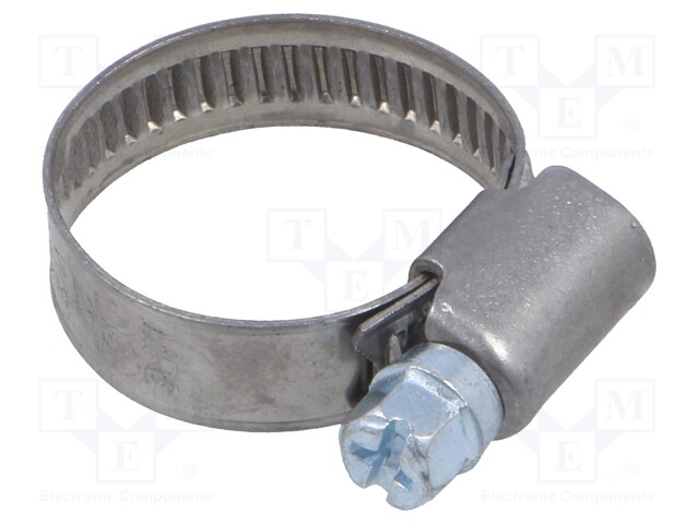 Worm gear clamp; W: 9mm; Clamping: 16÷27mm; chrome steel AISI 430