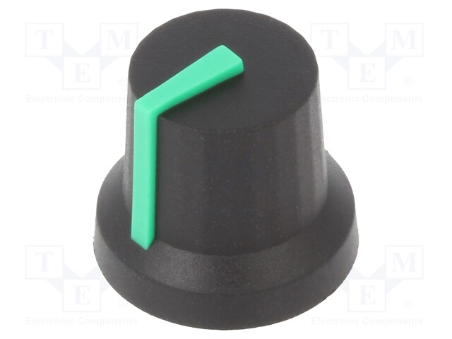 Knob; with pointer; rubber,plastic; Shaft d: 6mm; Ø16.8x14.5mm