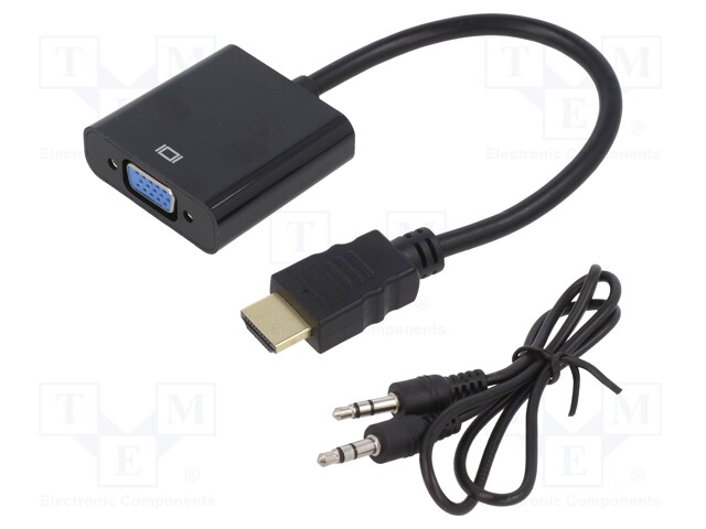 Adapter; HDMI 1.4; D-Sub 15pin HD socket,HDMI plug; 0.15m