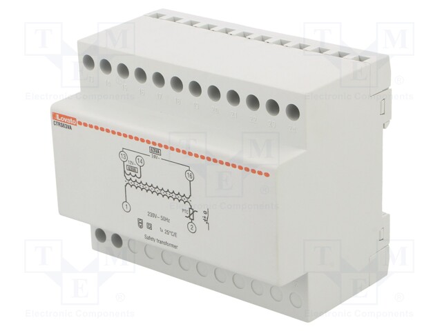 Transformer: mains; 63VA; 230VAC; 12V; 24V; Leads: terminal block