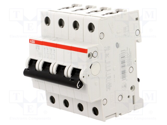 Circuit breaker; 400VAC; Inom: 16A; Poles: 4; DIN; Charact: D; 6kA