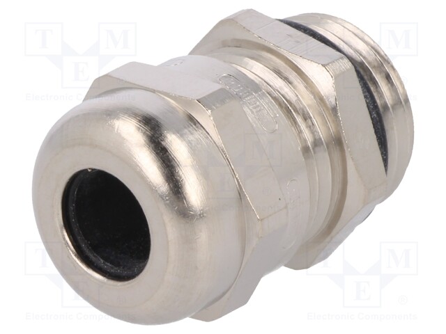 Cable gland; PG9; IP68; Mat: brass; Body plating: nickel