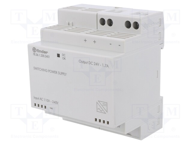 Power supply: switched-mode; for DIN rail; 36W; 24VDC; 1.5A; IP20