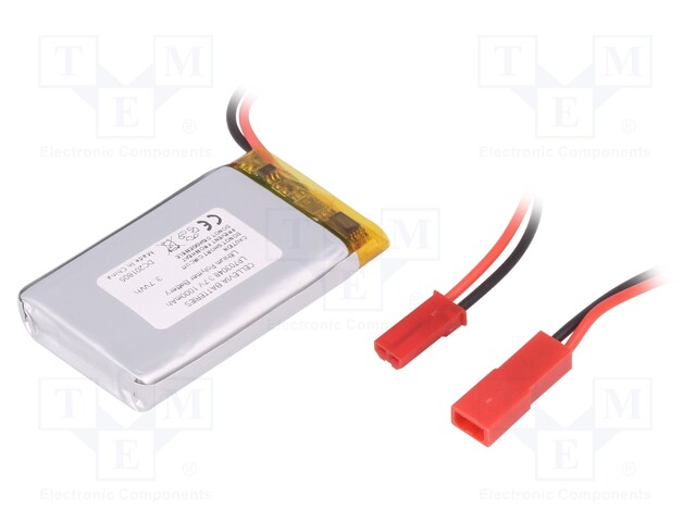 Re-battery: Li-Po; 3.7V; 1000mAh; Leads: cables; 7x30x48mm