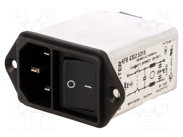 Connector: AC supply; socket; male; 10A; 250VAC; IEC 60320; max.8mm