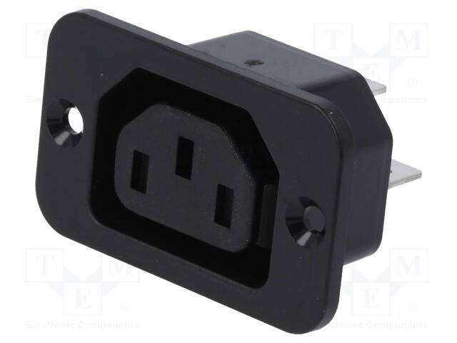 Connector: AC supply; socket; female; 10A; 250VAC; IEC 60320; 40mm