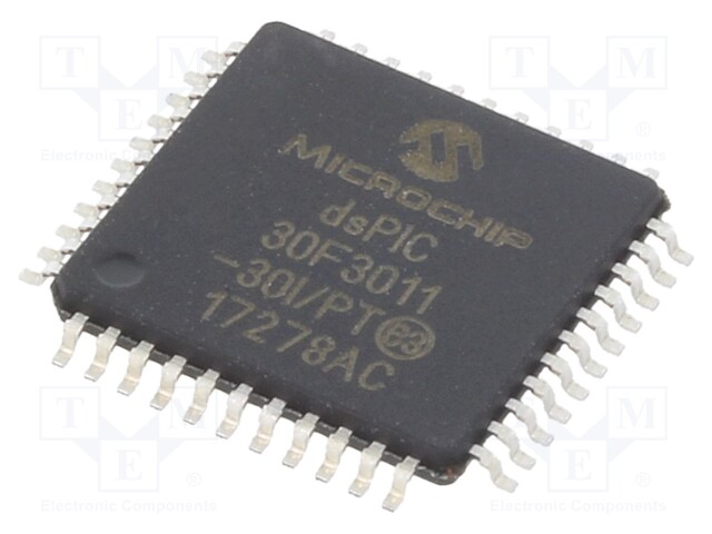 DsPIC microcontroller; SRAM: 1024B; Memory: 24kB; TQFP44; 0.8mm