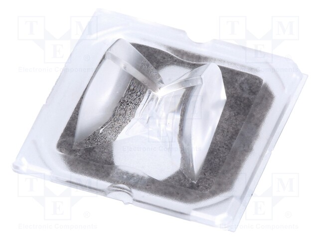 LED lens; square; Mat: PMMA plexiglass; transparent; H: 10.82mm