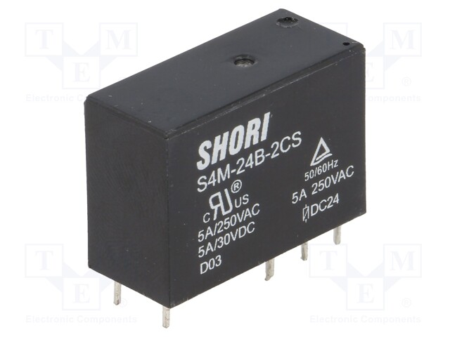 Relay: electromagnetic; DPDT; Ucoil: 24VDC; 5A/250VAC; 5A/30VDC