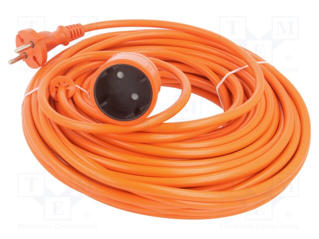 Extension lead; Sockets: 1; PVC; orange; 2x1,5mm2; 25m; 16A