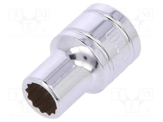 Key; twelve point socket; 8mm; 3/8"; Chrom-vanadium steel