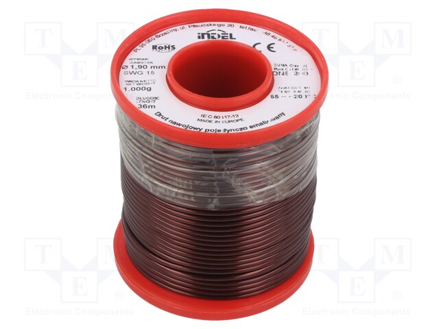 Coil wire; single coated enamelled; 1.9mm; 1kg; -65÷200°C