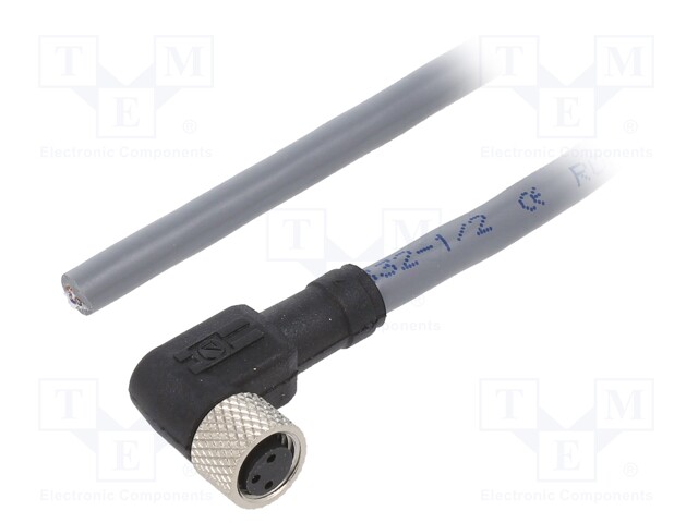 Connection lead; M8; PIN: 3; angled; 15m; plug; -25÷80°C; IP67