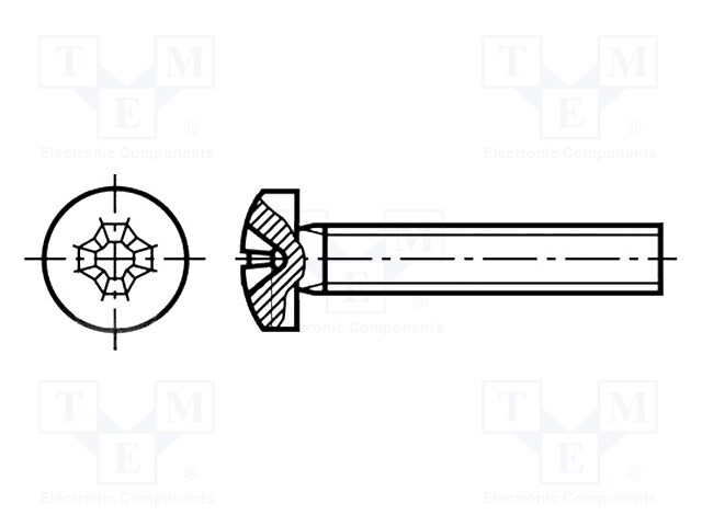 Screw; M2,5x14; DIN: 7985; Head: cheese head; Phillips