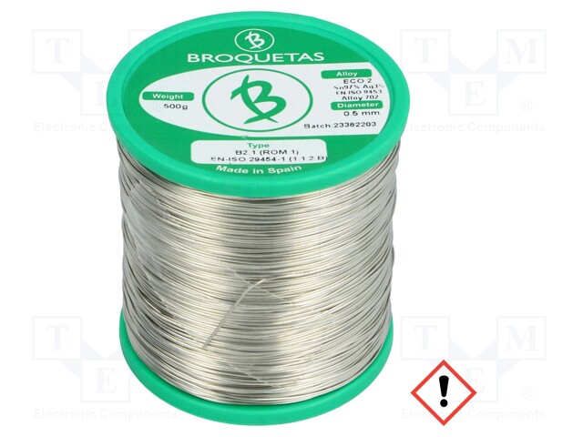 Soldering wire; Sn97Ag3; 0.5mm; 0.5kg; lead free; Package: reel