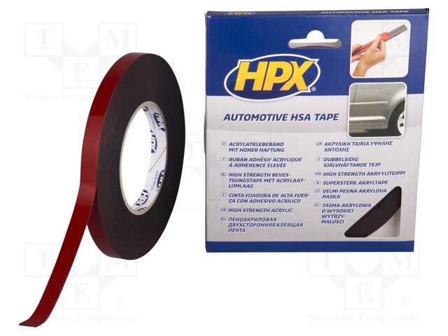 Tape: fixing; W: 12mm; L: 10m; D: 1.1mm; V: double-sided; acrylic