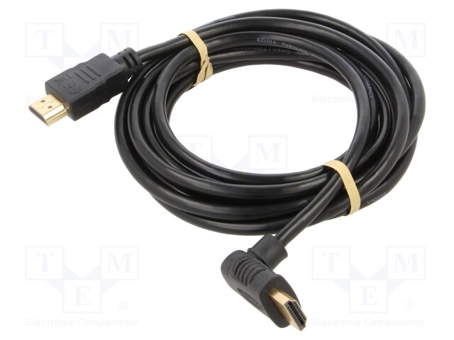 Cable; HDCP 2.2,HDMI 2.0; HDMI plug,HDMI plug 90°; PVC; 3m; black