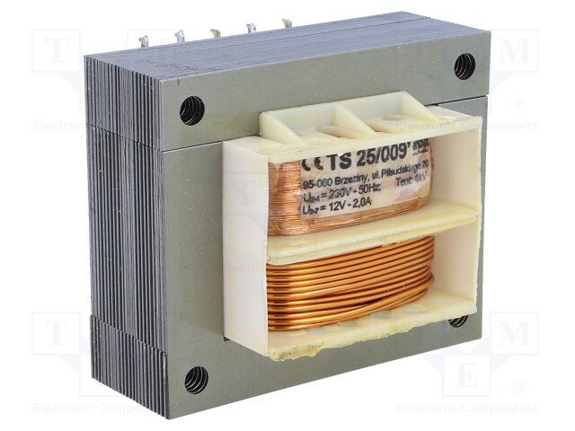 Transformer: mains; 25VA; 230VAC; 12V; 2A; Mounting: screw type