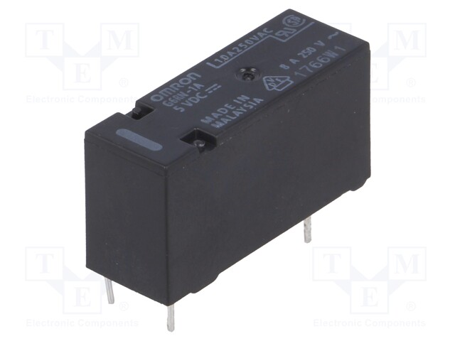 Relay: electromagnetic; SPST-NO; Ucoil: 5VDC; 8A/250VAC; 5A/30VDC