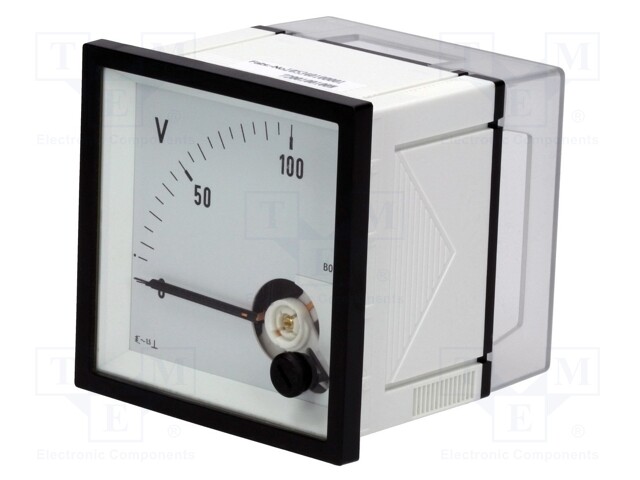 Meter: panel; analogue; 0÷100V; True RMS; Class: 1,5; 45÷65Hz; IP52