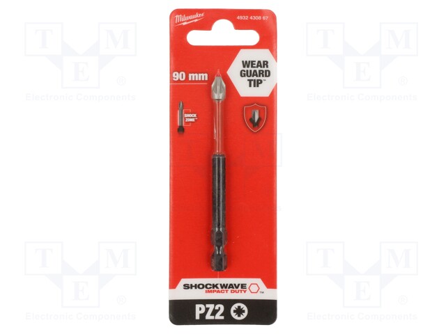 Screwdriver bit; Pozidriv®; PZ2; Overall len: 90mm; Kind: impact