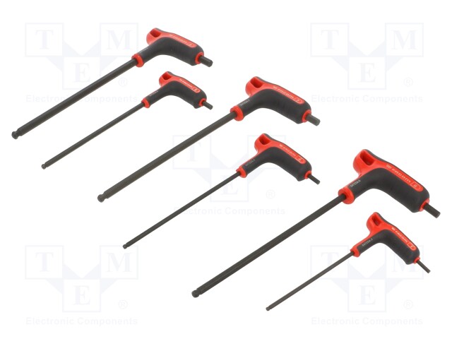 Wrenches set; hex key,spherical; Kind of handle: L; 6pcs.