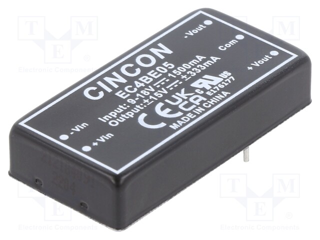 Converter: DC/DC; 10W; Uin: 9÷18V; Uout: 15VDC; Uout2: -15VDC; 2"x1"