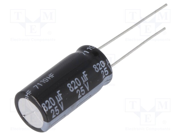 Capacitor: electrolytic; low impedance; THT; 820uF; 25VDC; ±20%