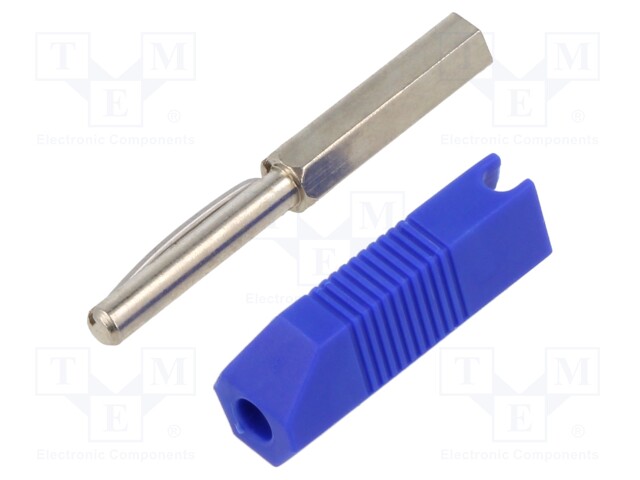 Plug; 4mm banana; 16A; 50VDC; blue; 2.5mm2; Plating: nickel plated