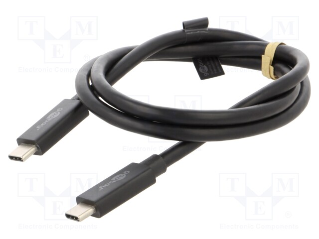 Cable; USB 4.0; USB C plug,both sides; 0.7m; black; 40bps; 240W; 5A