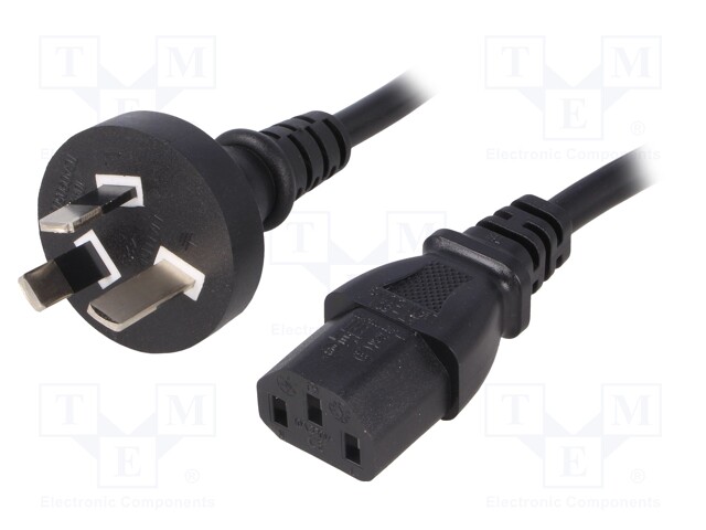 Cable; IEC C13 female,AS/NZS 3112 (I) plug; 1.5m; black; PVC