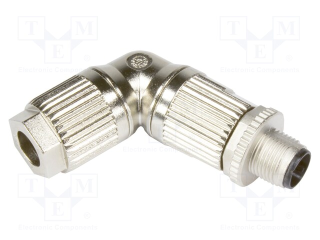 M12 angled male 4pole D-coded crimp