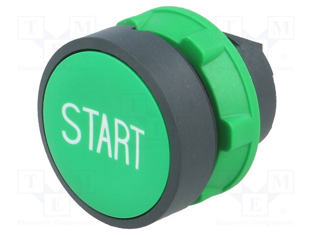 Switch: push-button; Stabl.pos: 1; 22mm; green; Illumin: none; IP66