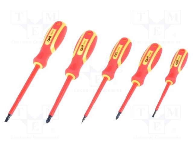 Screwdrivers; Pcs: 5; Pozidriv cross,slot; 1kVAC