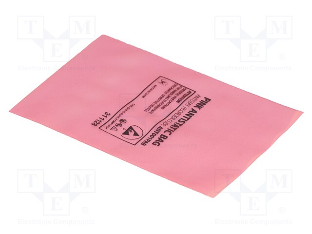 Protection bag; ESD; L: 355mm; W: 254mm; D: 75um; 100pcs; pink; <100GΩ
