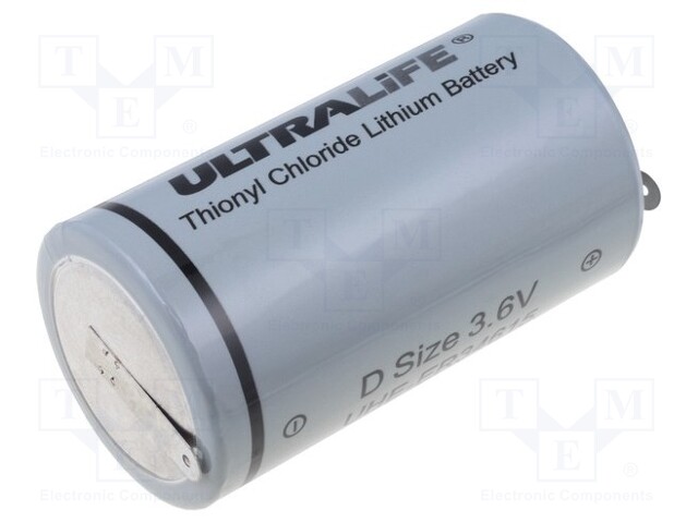 Battery: lithium; 3.6V; D; soldering lugs; Ø34.2x61.5mm; 19000mAh