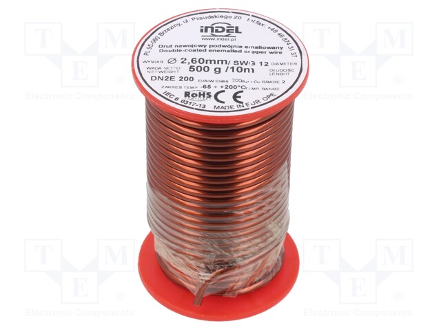 Coil wire; double coated enamelled; 2.6mm; 500g; -65÷200°C