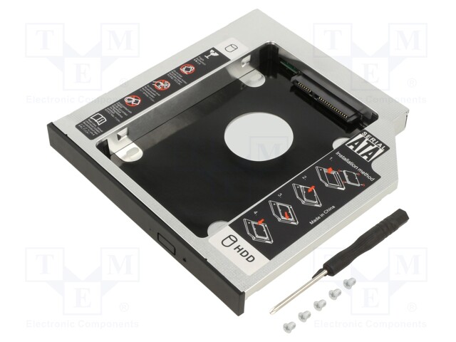 Hard discs housing: 2,5"; installation for CD/DVD drive slot