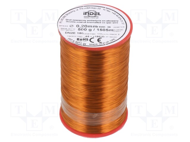 Coil wire; double coated enamelled; 0.2mm; 500g; -65÷180°C