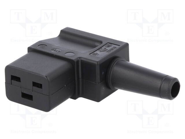 Connector: AC supply; plug; female; 16A; 250VAC; IEC 60320; C19 (J)