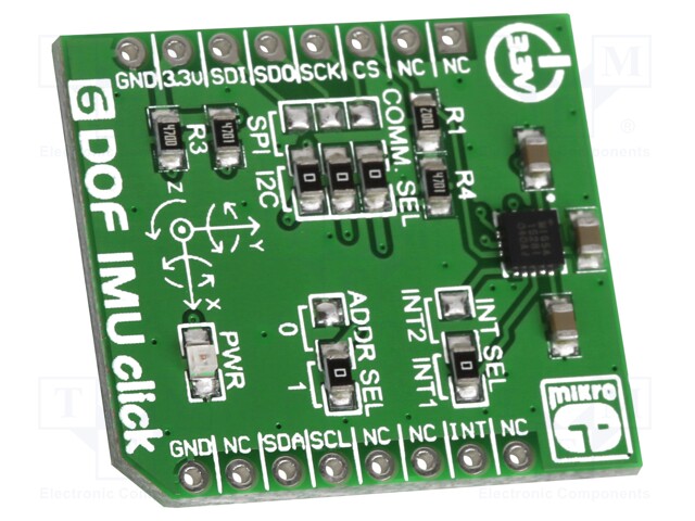 Click board; IMU; I2C,SPI; MAX21105; mikroBUS connector; 3.3VDC